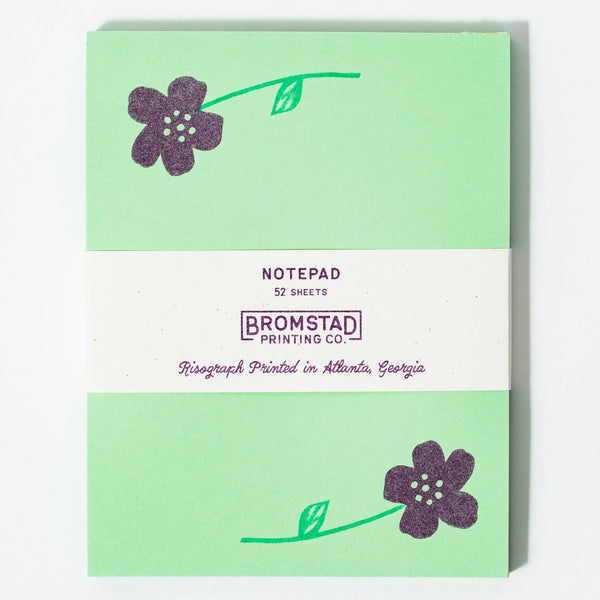 Flower Pair Green Notepad
