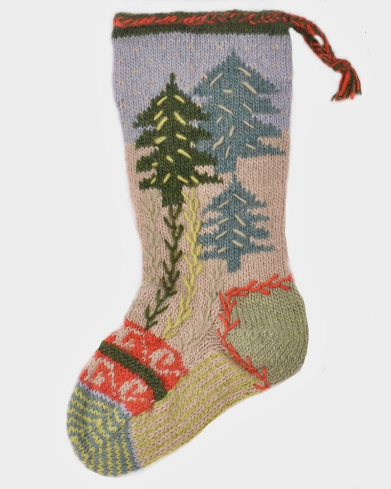 Pine Forest Wool Knit Stocking