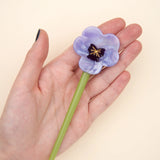 Purple Pansy Hair Stick