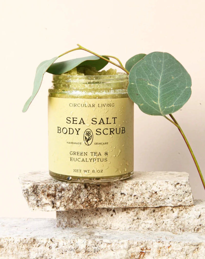 SEA SALT BODY SCRUB, GREEN TEA & EUCALYPTUS
