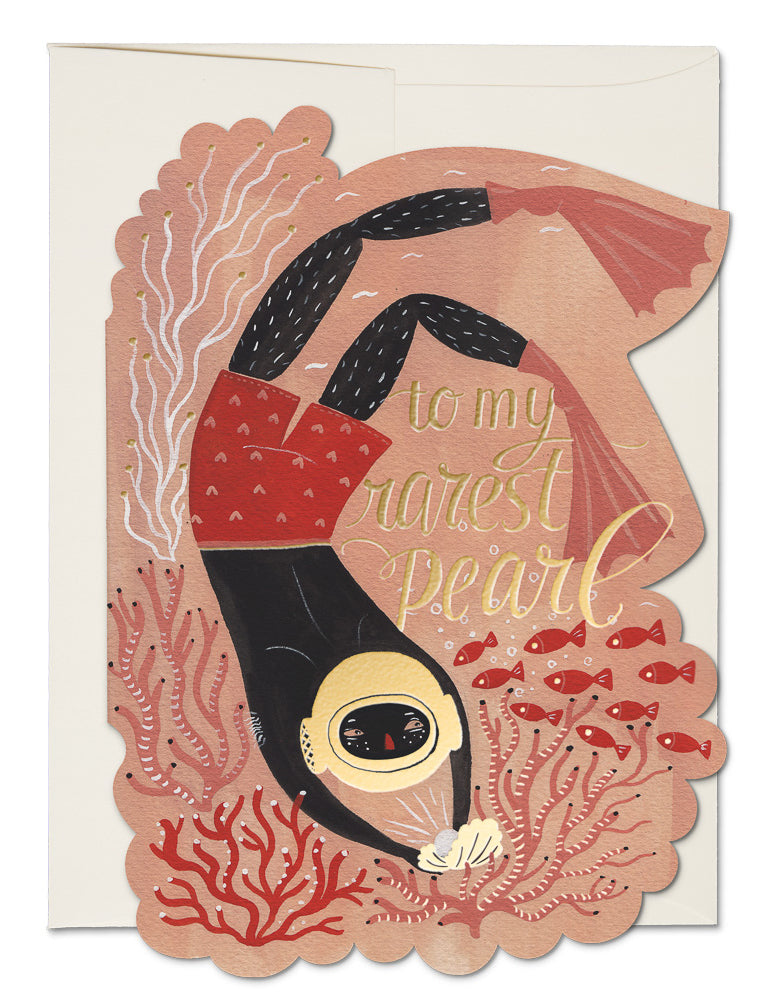 Pearl Diver Valentine's Day greeting card