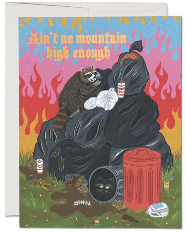 Trashy Raccoon card – Mountainside